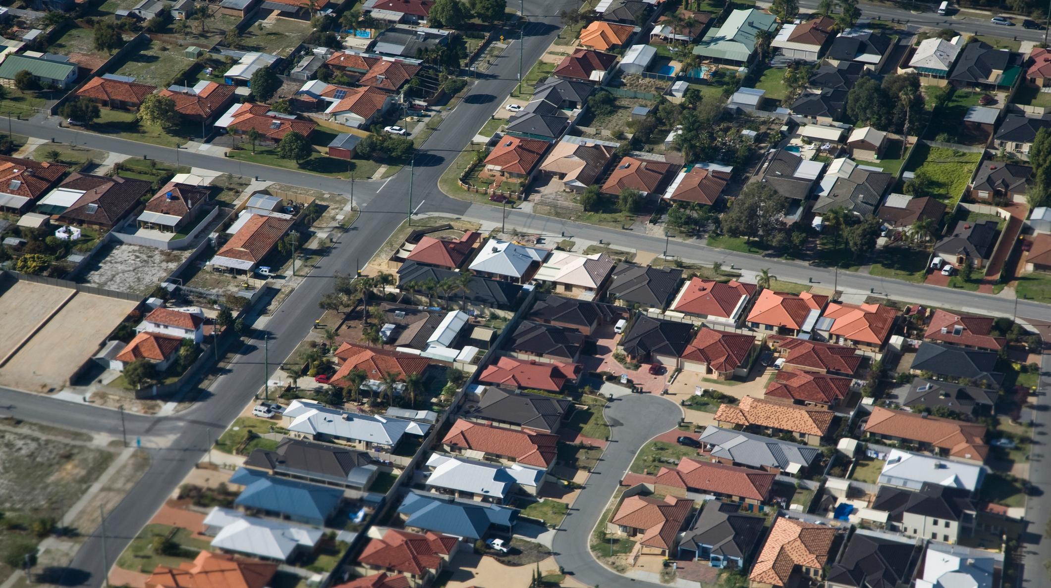 Aerial view of a suburb, Melbourne, Victoria, Australia