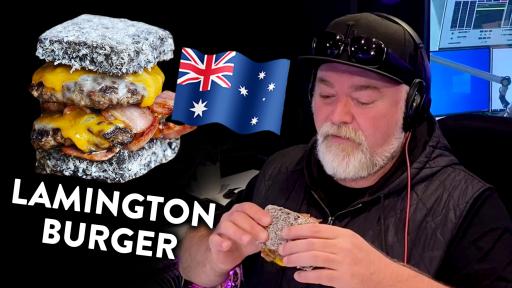 Kyle & Jackie O try the Lamington Burger 🤔🇦🇺