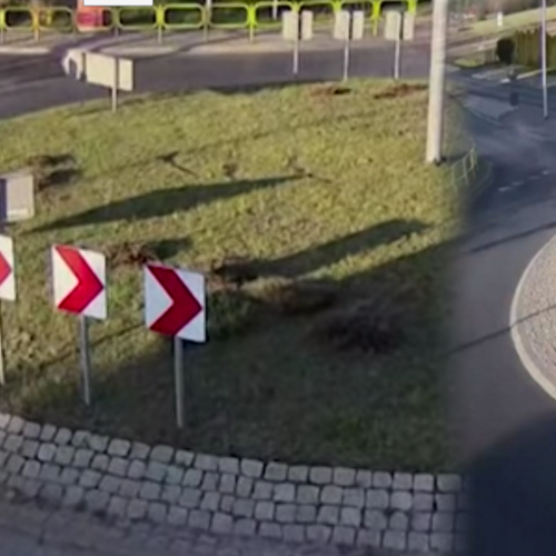 The INSANE Moment A Car is Captured Flying Over A Roundabout