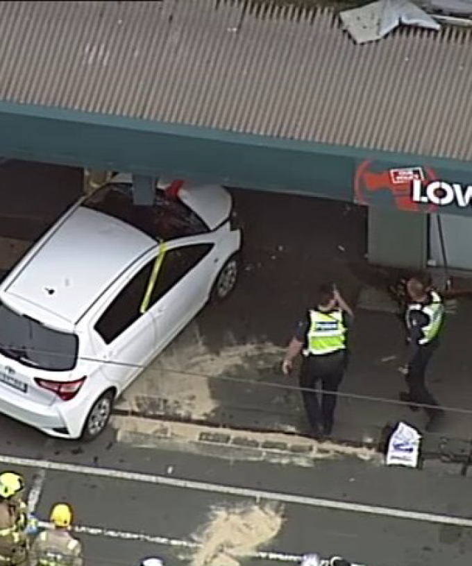 car crashes into melbourne bunnings store at least one person taken to hospital
