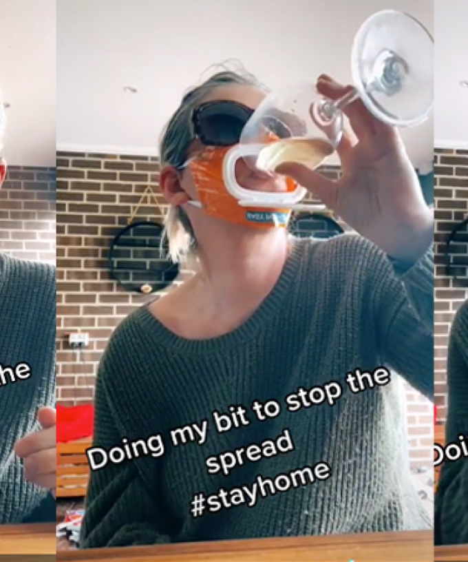 This Aldi Shopper Made A Face Mask Out Of Baby Wipes So She Can Drink Wine