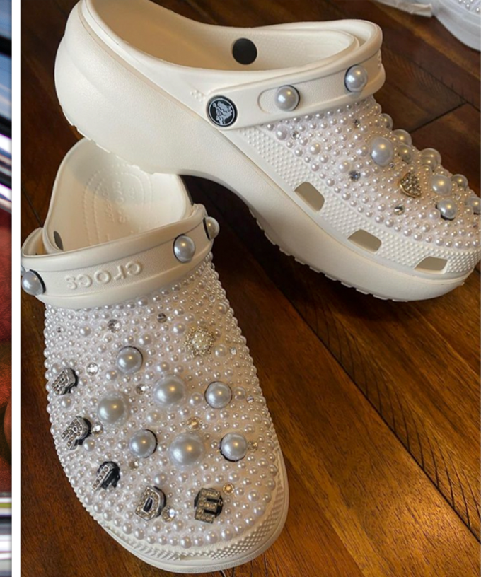 Bedazzled wedding crocs deals